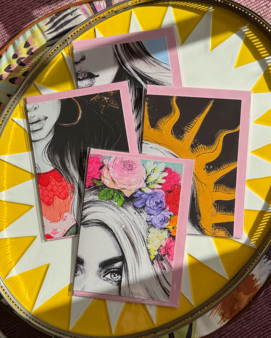 4 Pack of Upcyled Print Greeting Cards 1