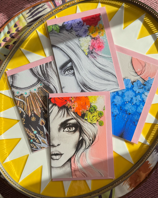 4 Pack of Upcyled Print Greeting Cards 10