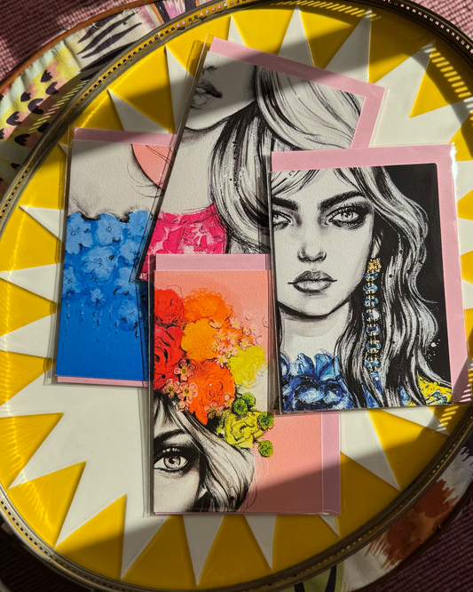 4 Pack of Upcyled Print Greeting Cards 11