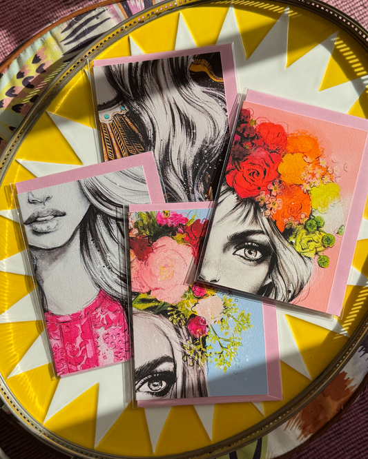 4 Pack of Upcyled Print Greeting Cards 12