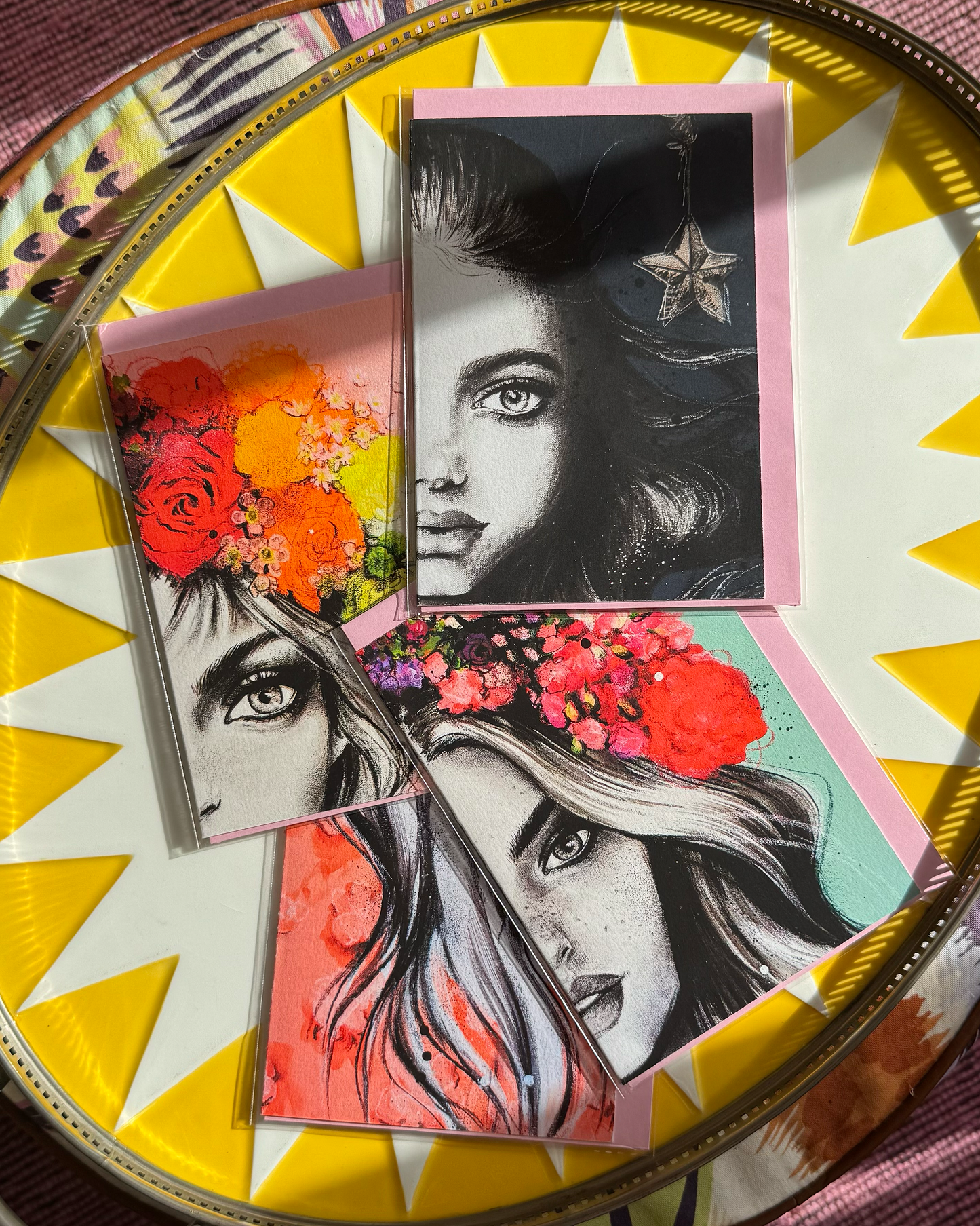 4 Pack of Upcyled Print Greeting Cards 2