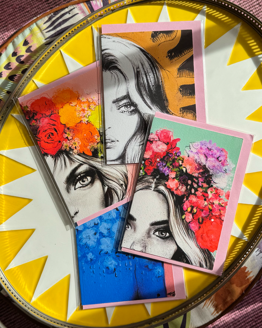 4 Pack of Upcyled Print Greeting Cards 3