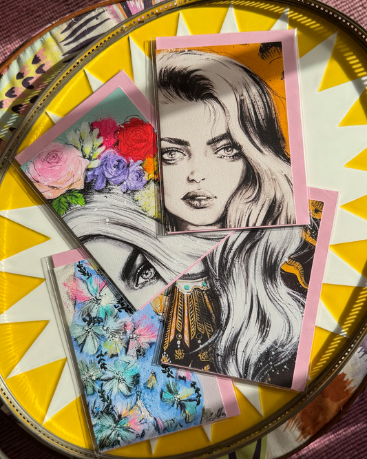 4 Pack of Upcyled Print Greeting Cards 4