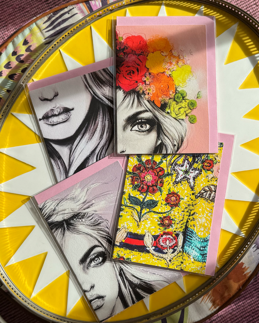 4 Pack of Upcyled Print Greeting Cards 5