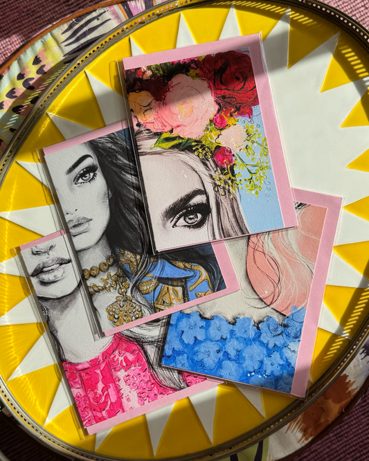 4 Pack of Upcyled Print Greeting Cards 6