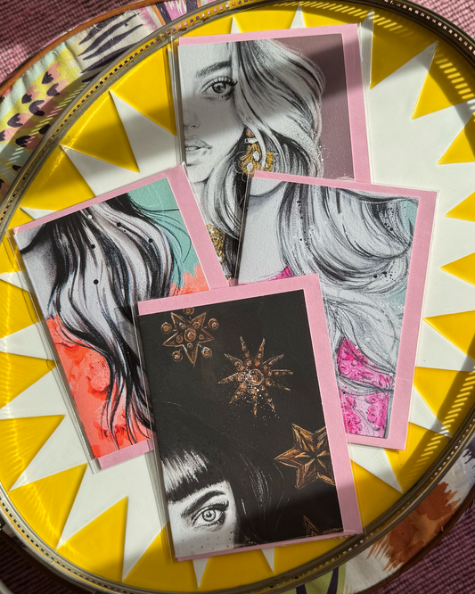 4 Pack of Upcyled Print Greeting Cards 7