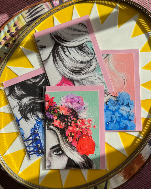 4 Pack of Upcyled Print Greeting Cards 8