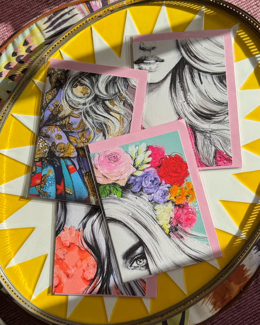 4 Pack of Upcyled Print Greeting Cards 9